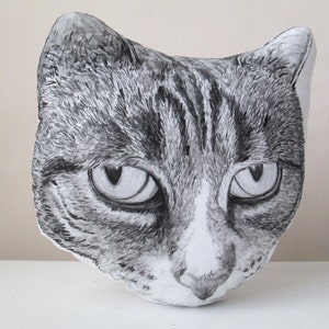 cat pillow tabby cat head decorative cushion peeking cat for crazy cat lady cuddly toy hand painted handmade gift idea for cat lovers image 4