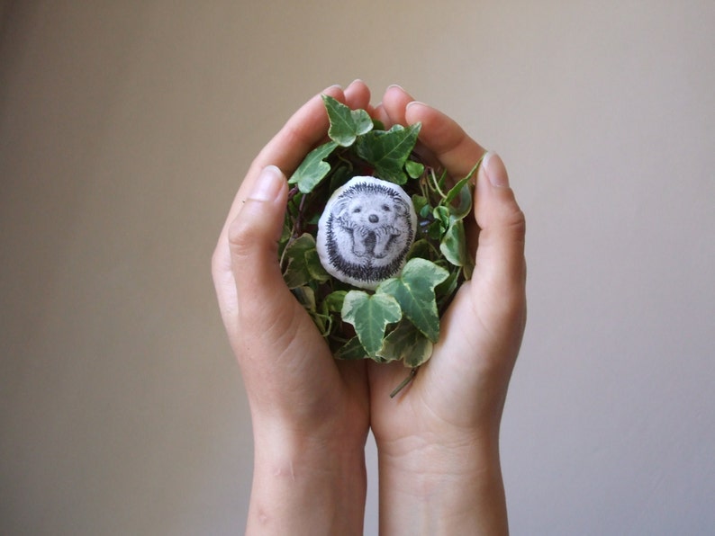 hedgehog brooch hand painted animal soft brooch mother's day gift hand painted woodland creature image 1