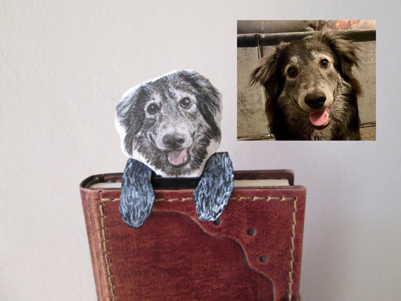 personalized bookmark gift idea for teachers unique bookmark with custom portrait of pet dog cat  for book lovers reading accessory
