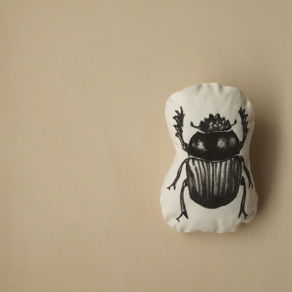 beetle insect plush rustic throw pillow for the cabin hand painted stuffed soft toy woodland home decor