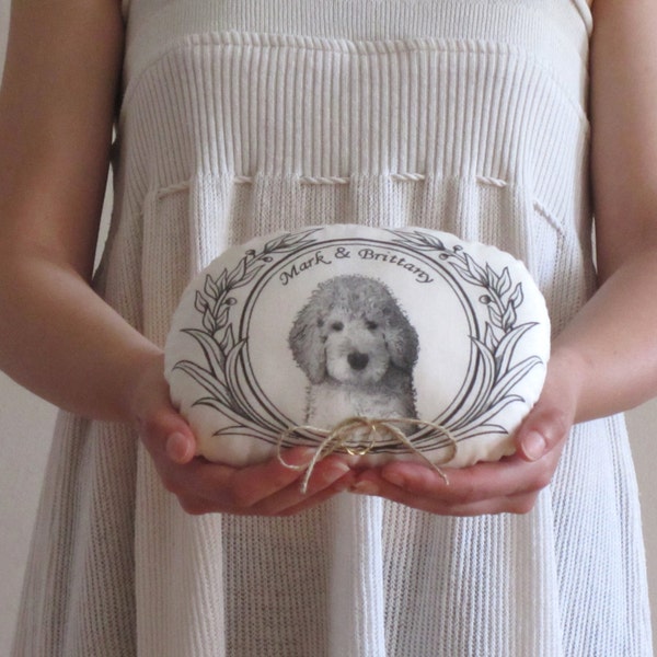 Personalized Wedding Ring Bearer Pillow Custom ring pillow hand painted unique pet portrait wedding ring pillow