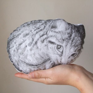 cat plush curled up softie cute cub puppy pet animal shaped pillow cloth doll cotton fabric hand painted gift idea baby shower nursery decor image 1