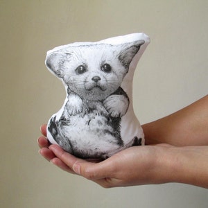 fennec fox plush animal soft toy baby fennec cushion fox doll handpainted mini pillow decorative black and white cotton image 1