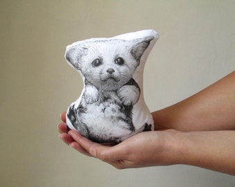 Decorative Hand-Painted Cushion Fennec Fox Plush, Baby Animal Mini Pillow, Children Kids room Nursery Decor