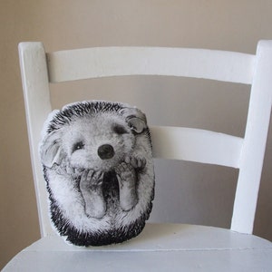 throw pillow hedgehog decorative pillow handpainted cushion home decor plush black and white soft toy image 2