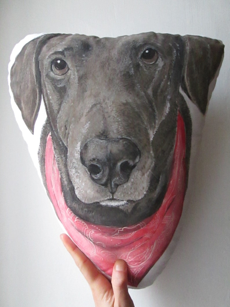 dog head pillow portrait hand pianted from your dog s picture