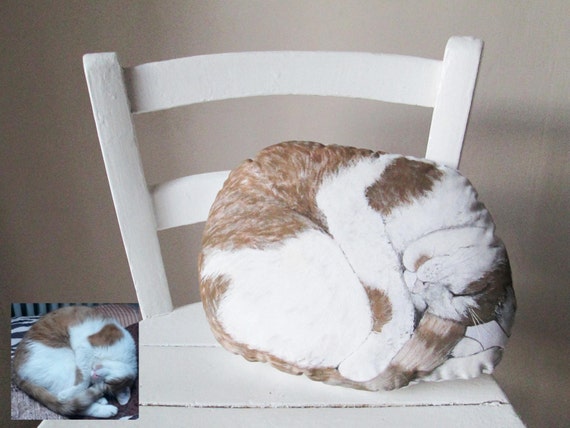 Personalized cat pillow portait curled Personalized cat pillow portait curled