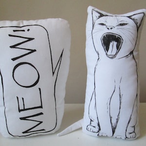 Hand-Painted Cat Plush Pillow Set, Funny Nursery Decor