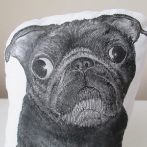 black pug plush dog pillow hand painted realistic soft sculpture gift idea for pugs lover image 1