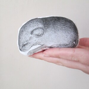 mouse totem small cuddly toy plush hand painted miniature stuffed soft toy gift idea for animal lovers cotton black and white drawing image 5