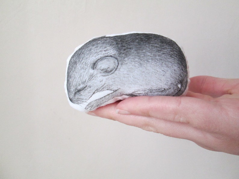 mouse totem small cuddly toy plush hand painted miniature stuffed soft toy gift idea for animal lovers cotton black and white drawing image 5