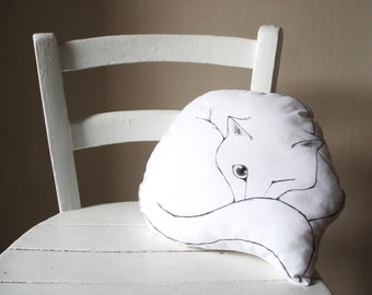 cat throw pillow white decorative pillow cats cushion gift idea for pet lovers painted stuffed animal cotton fabric cat shaped plush