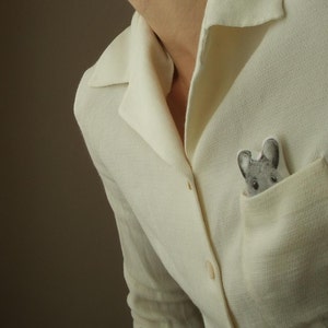 mouse brooch animal cute pin handpainted tiny critter