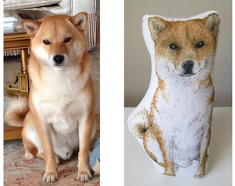 Dog portrait pillow custom pet plush painting from picture personalized gift idea for dogs owners and dog lovers pet loss husky shiba inu