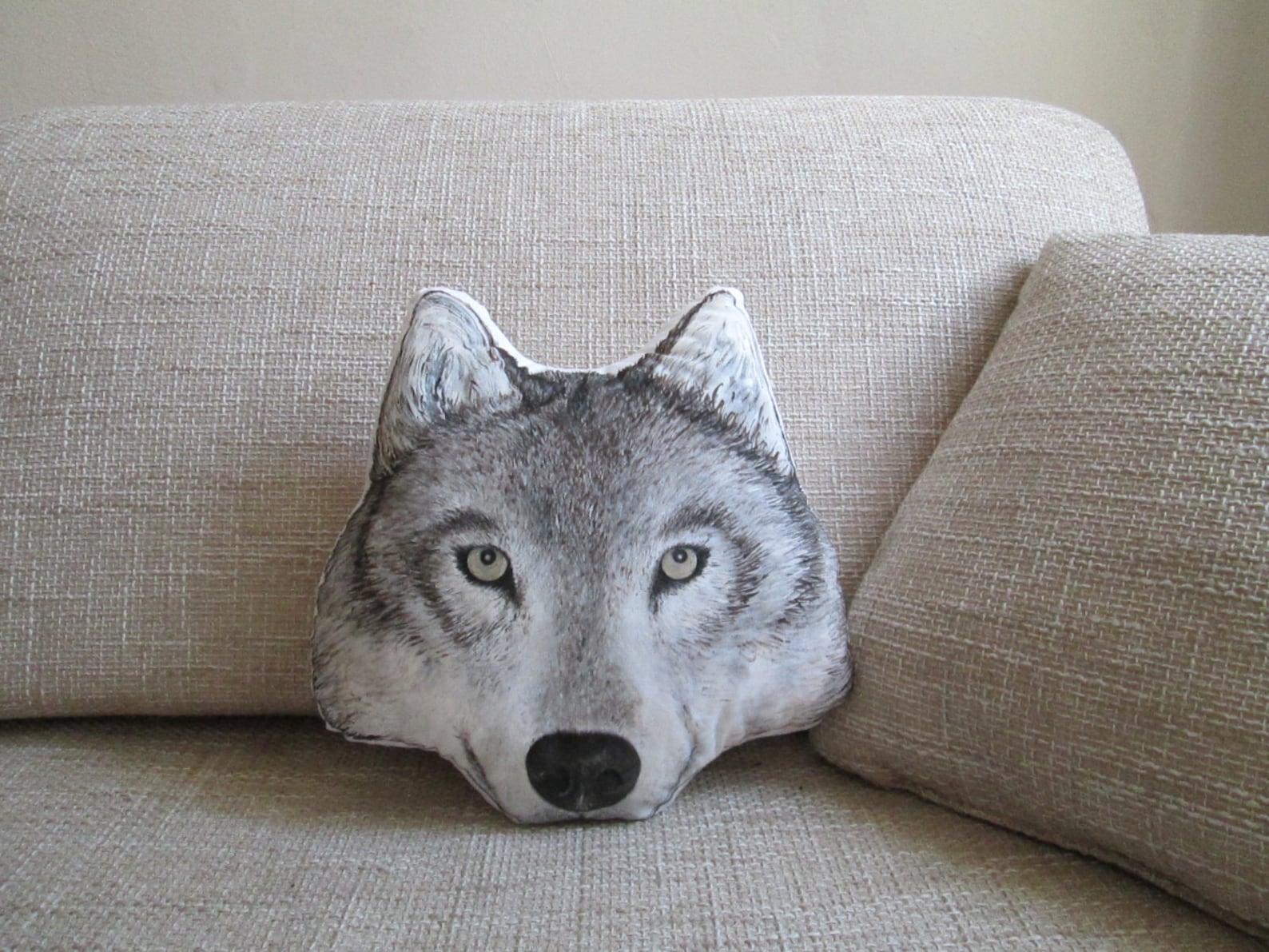 Wolf Throw Decorative Pillow Animal Shaped Cushion Faux Etsy