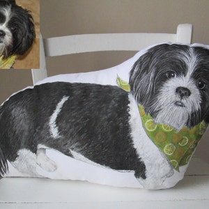 Personalized dog pillow big custom dog colored portrait dog throw pillow stuffed decorative cushion hand painted image 3