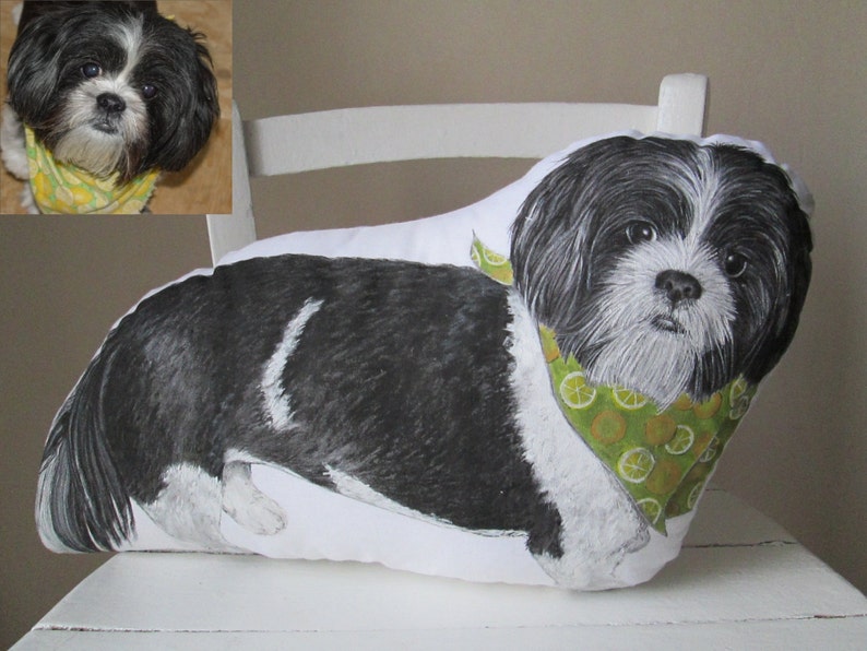 Personalized dog pillow big custom dog colored portrait dog throw pillow stuffed decorative cushion hand painted image 3