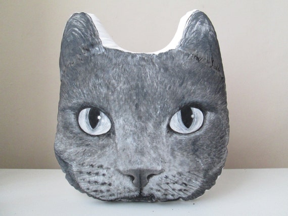 Chartreux cat pillow head shaped Chartreux cat pillow head shaped