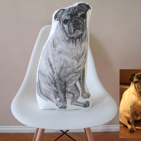 Personalisiertes Haustier-Kissen, handbemaltes Hundeportrait-Plüschkissen