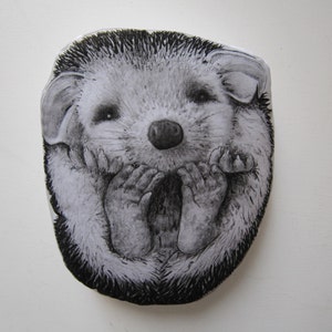 throw pillow hedgehog decorative pillow handpainted cushion home decor plush black and white soft toy image 3