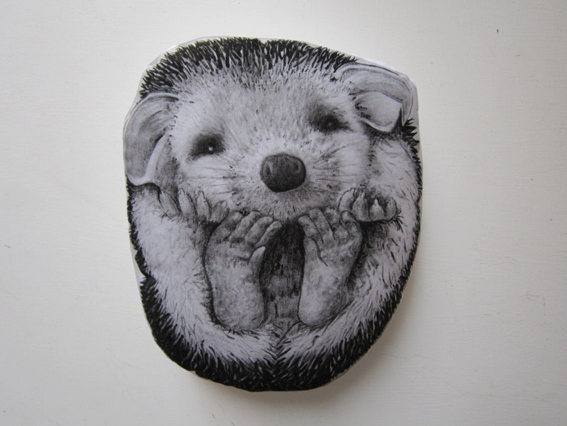 throw pillow hedgehog decorative pillow handpainted cushion home decor plush black and white soft toy image 3