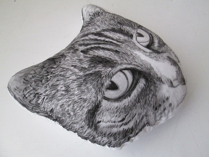 cat pillow tabby cat head decorative cushion peeking cat for crazy cat lady cuddly toy hand painted handmade gift idea for cat lovers image 5