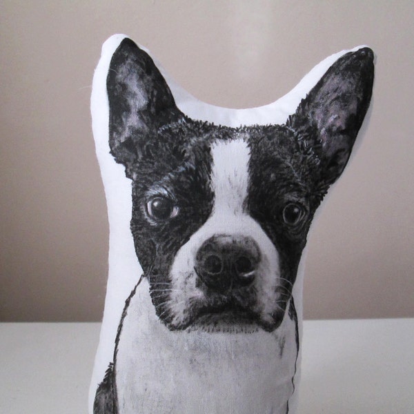 Handmålad Boston Terrier Hundkudde, Plyschdekoration