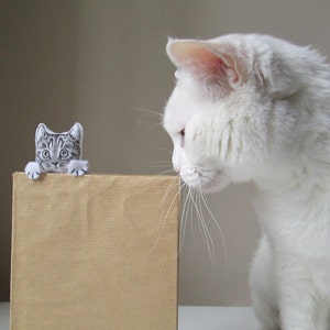 segnalibro in stoffa feltro a forma di gatto gattino idea regalo per amanti dei gatti della lettura image 3