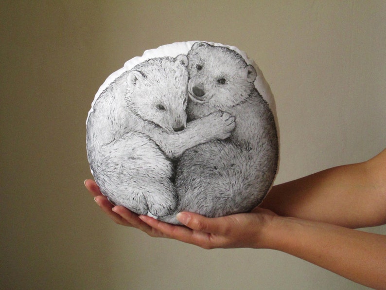 throw pillow decorative pillow bear bears shaped cushion hand painted black bear woodland pillow gift idea image 1
