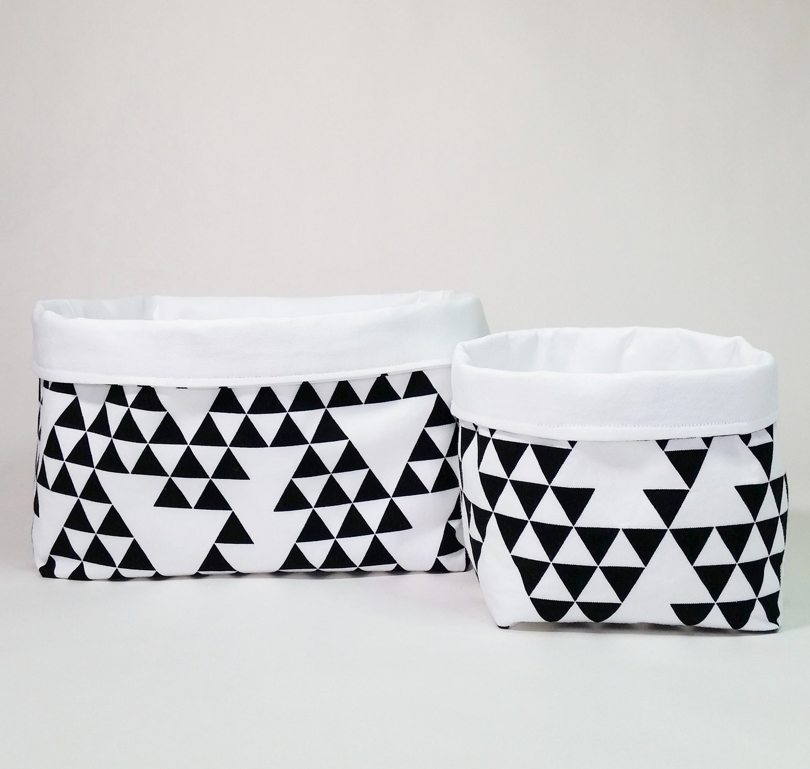 Fabric Storage Bins Black & White Triangle Geometric Etsy Australia