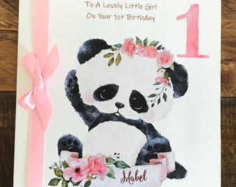 Cute Personalised Watercolour  Girl 1st Birthday Card Daughter, Granddaughter, Goddaughter Niece, 2nd 3rd 4th 5th 6th