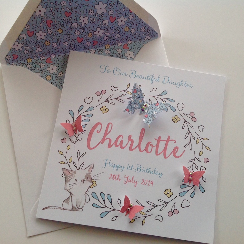 Granddaughter Sister Goddaughter 2nd 3rd 4th 5th 6th 7th 8th 9th Cute Personalised Girl 1st Birthday Card Daughter Niece