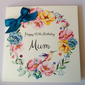 Personalised Watercolour Mum, Nan, Grandaughter , Daughter, 30th 40th 50th 60th 70th 80th 90th 100th image 1