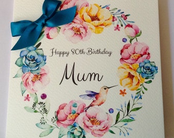 Personalised Watercolour  Mum, Nan, Grandaughter , Daughter, 30th 40th 50th 60th 70th 80th 90th 100th