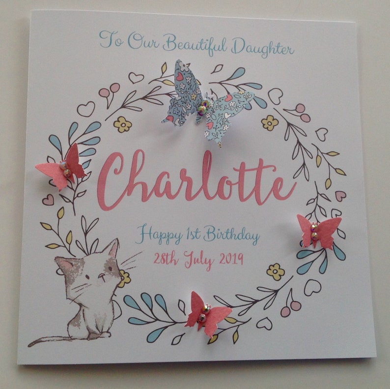 Granddaughter Sister Goddaughter 2nd 3rd 4th 5th 6th 7th 8th 9th Cute Personalised Girl 1st Birthday Card Daughter Niece