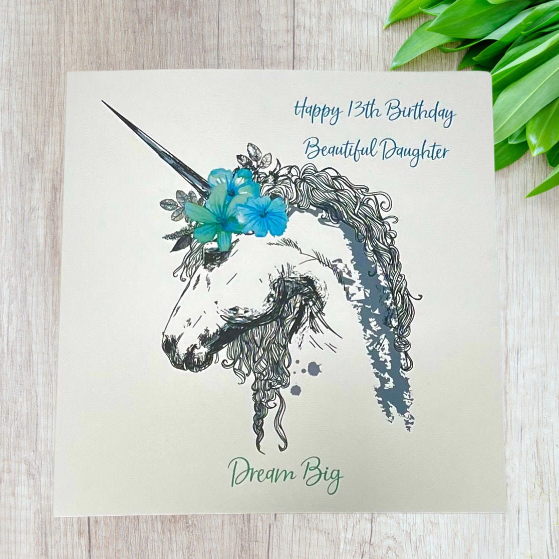 Personalised Birthday Card Grand Daughter Niece Unicorn 4th 5th 6th 7th 8th 9th
