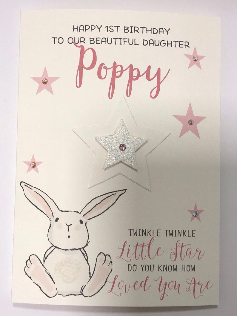 Cartes De Voeux Papeterie Personnalise Joyeux Anniversaire Lapin Couronne Fleurs Carte Glitter Greetings Tout Age Fetes Occasions Speciales