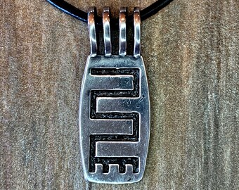 Adrinka Transformation Nkyin Kyim Symbol Necklace, Textile Handmade Tribal Symbology Jewelry