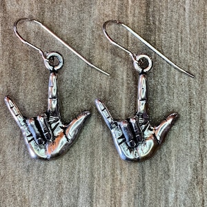 I Love You Hand Symbol Earrings, ASL Love Hand Gesture Jewelry, Best Friend Gifts, Wife, Girlfriend Christmas Present, Gift for Her
