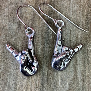 Rock On Hand Symbol Earrings,ASL Rock and Roll Hand Gesture Jewelry, Christmas Present, Gift for Music Lovers, Sign Language