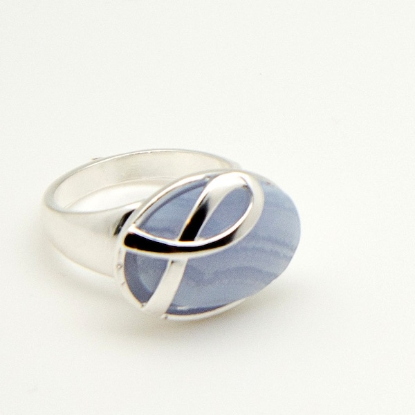 Cancer Awareness Ring Prostaatkanker, Slokdarmkanker, Maagkanker Lichtblauw, Cancer Warrior, Supporter en Survivors Gift,