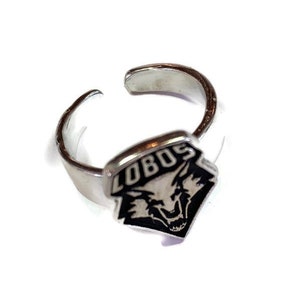 Lobo Adjustable Ring, UNM Licensed, Wolf Adjustable Charm, New Mexico Jewelry, Gift for Graduate, Student, University of New Mexico Sports