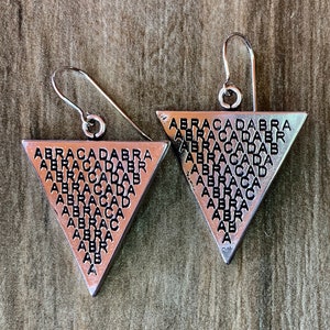 Abracadabra Earrings  for a Touch of Magic,Enchanting Elegance, Handmade Symbology Triangle Talisman