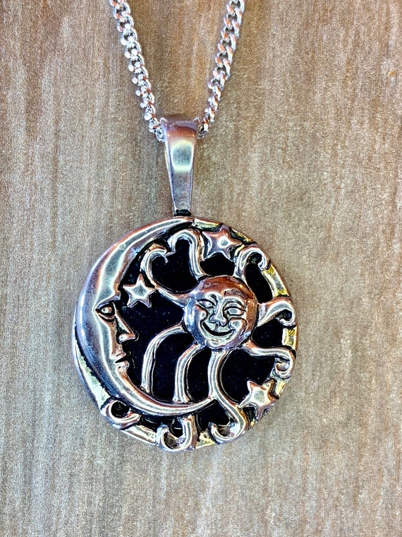 Sun Moon Scenic Silhouettes Necklace N10109BK by Lois Wagner | Etsy