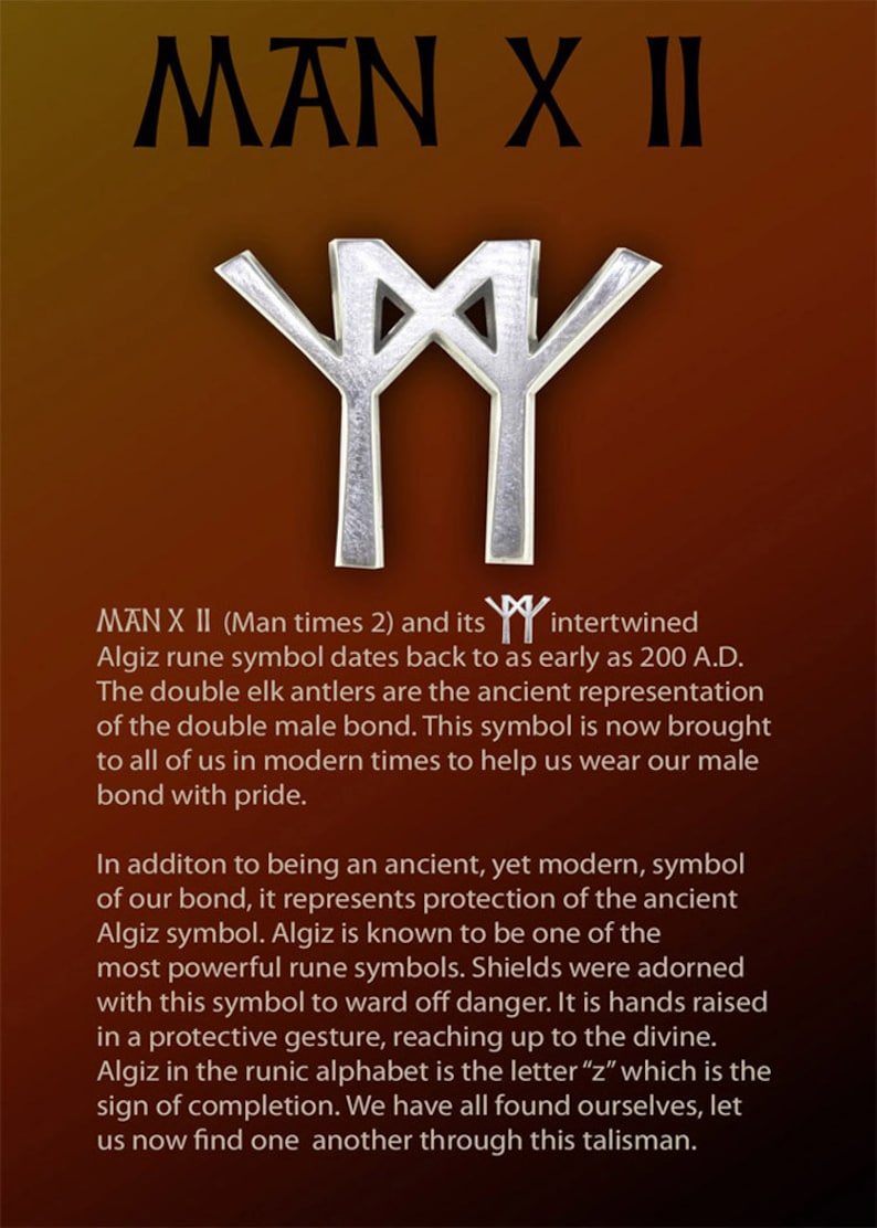 Pride Rune Man X II Symbol Necklace, Double Male Jewelry, Gay Pride, Queer Love ...