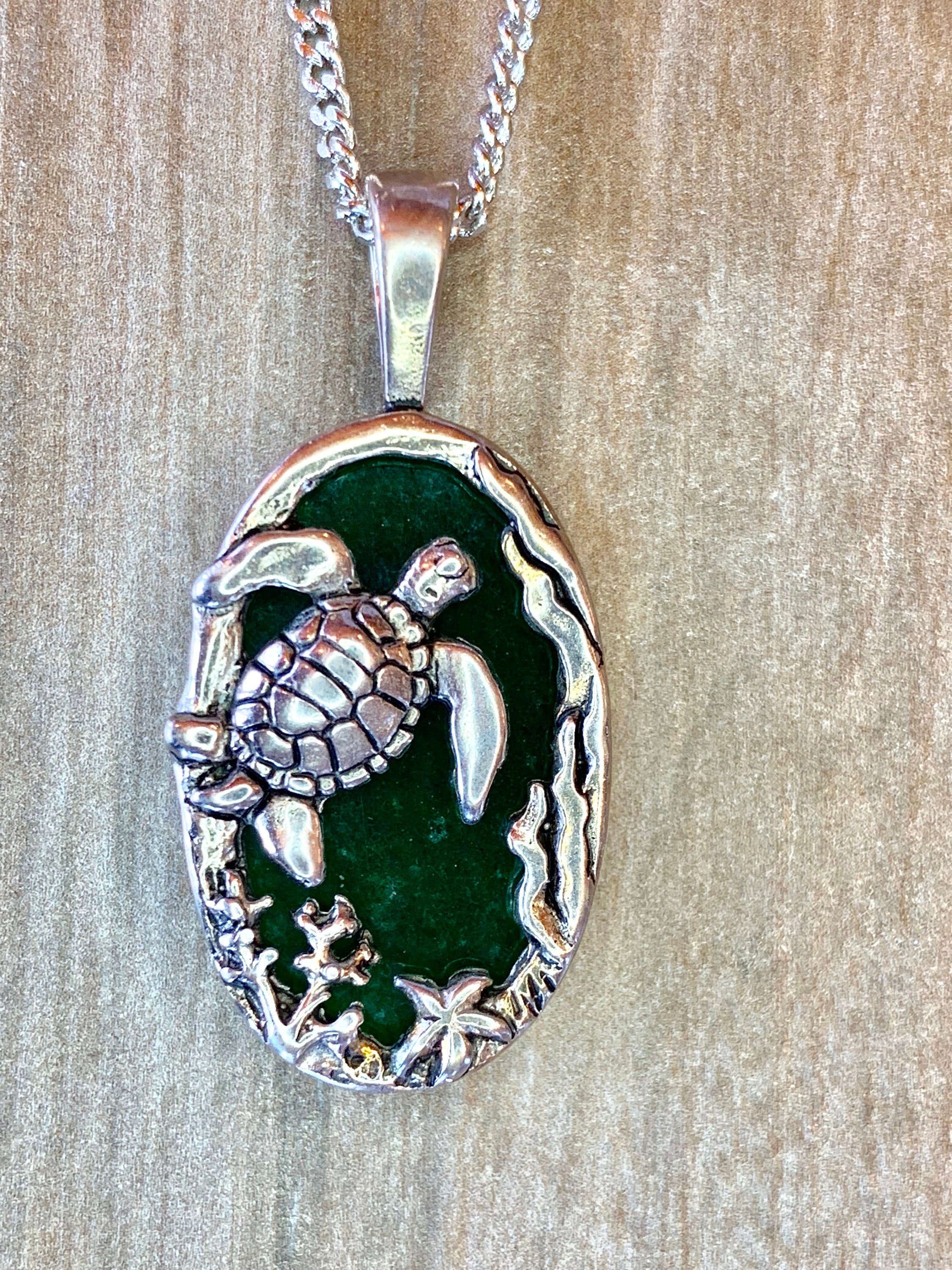 Turtle Scenic Silhouettes Necklace N10097DG by Lois Wagner - Etsy