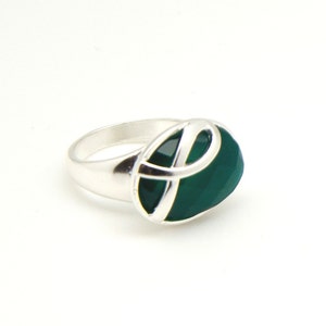 Cancer Awareness Ring Liver, Kidney, Lymphoma, Gall Bladder - Dark Green,Cancer Warrior, Supporter and Survivors Gift, Green Ribbon Jewelry