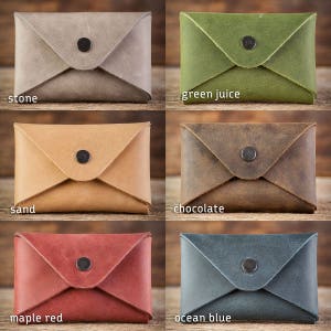 genuine leather business card case brown red green blue grau image 5