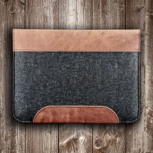 Rustic Microsoft Surface case, leather brown felt anthracite, made to fit image 4