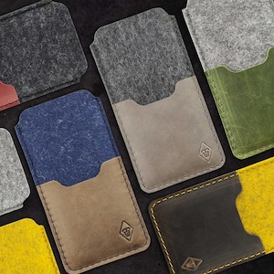 Custodia in feltro per iPhone in tanti colori abbinata a pelle slim-fit per Apple